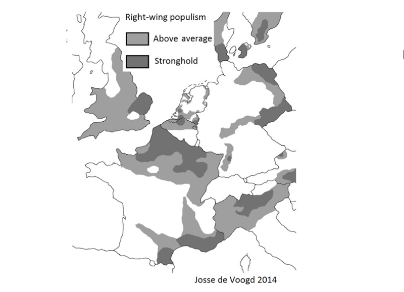 Illustration for article titled The Flat Areas Of Europe Tend To Be The Most Right Wing